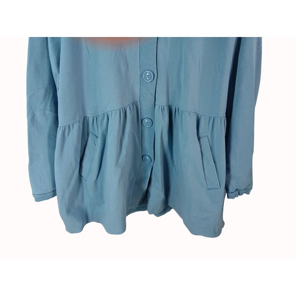 All American Comfort Womens Blue Button Front Jacket Pockets Size 3X Plus - Picture 3 of 11